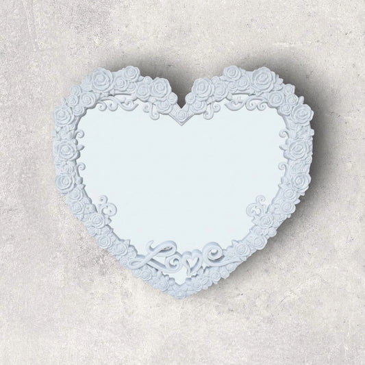 Oglinda mireasa, forma inima, model "love", alb